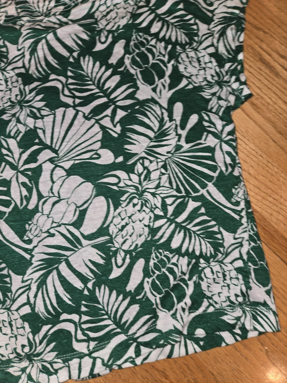Joie 100% Linen Green White Floral V-Neck Short Sleeve Blouse Size S Coastal